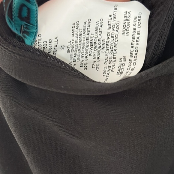 Women's Size 20 Black One Piece Swim Suit  AquaGreen - Picture 3 of 3